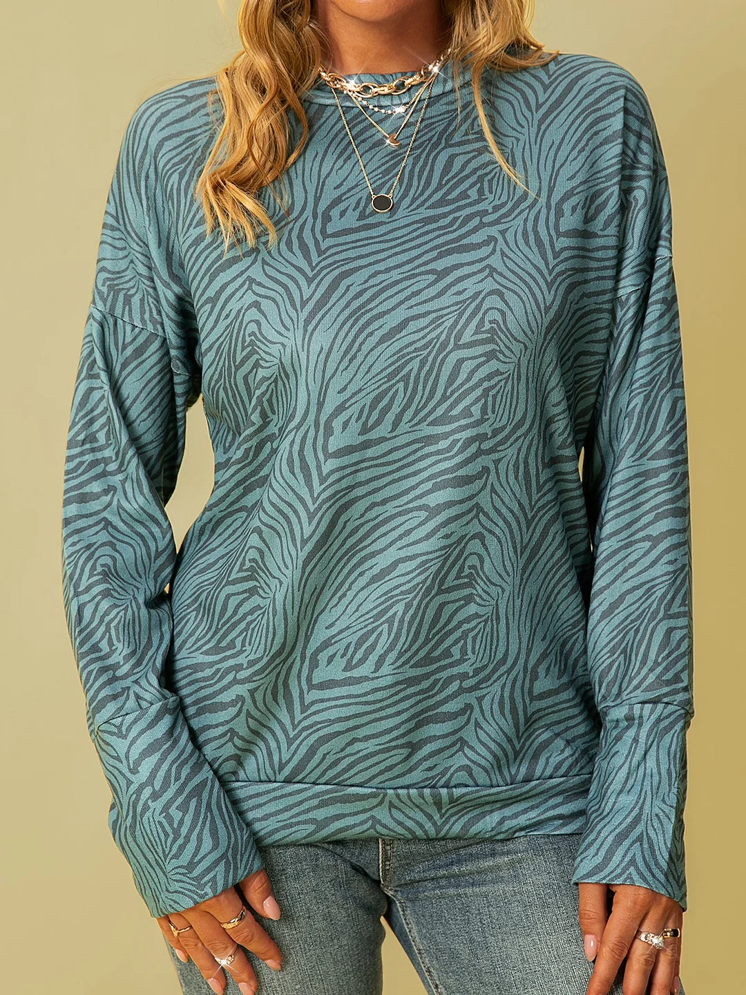 long sleeve shift zebra Tops