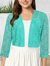 Fashionable Solid Color Lace Cardigan Top - Delicate Open Front, Sheer Three-Quarter Sleeves, Perfect for Everyday Chic Style - A Feminine & Lightweight Wardrobe Staple for Women