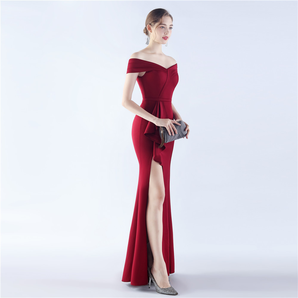 Classic Satin Off Shoulder Long Evening Dress - Elegant & Timeless - Ootddress Classic Satin Off Shoulder Long Evening Dress - Elegant & Timeless - Ootddress