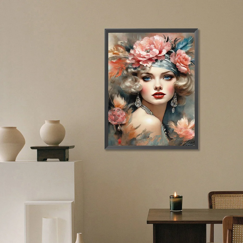 Diamond Painting - Full Round Drill - Flower Lady(Canvas|30*40cm)
