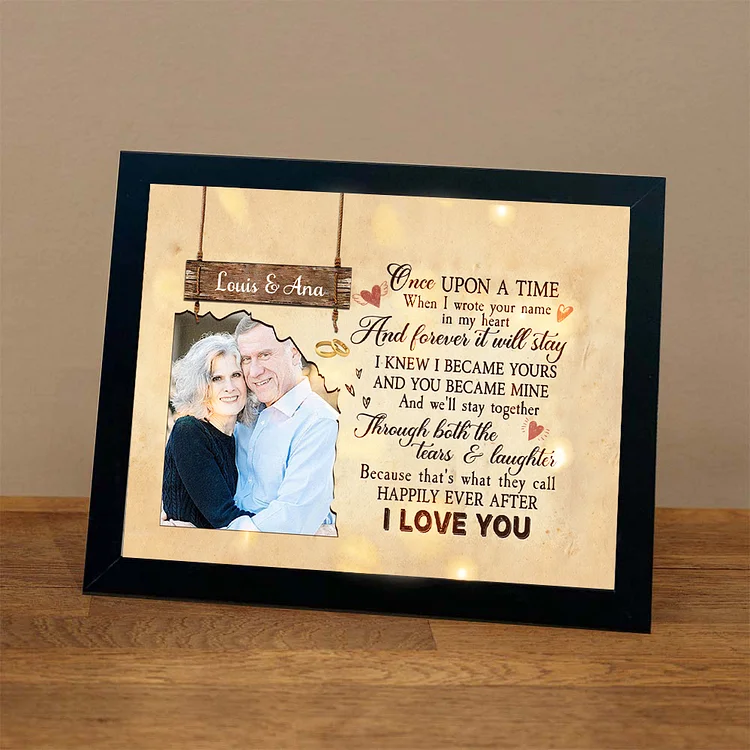 Once Upon A Time Photo Frame Personalized LED Light Shadow Box Couple Gifts