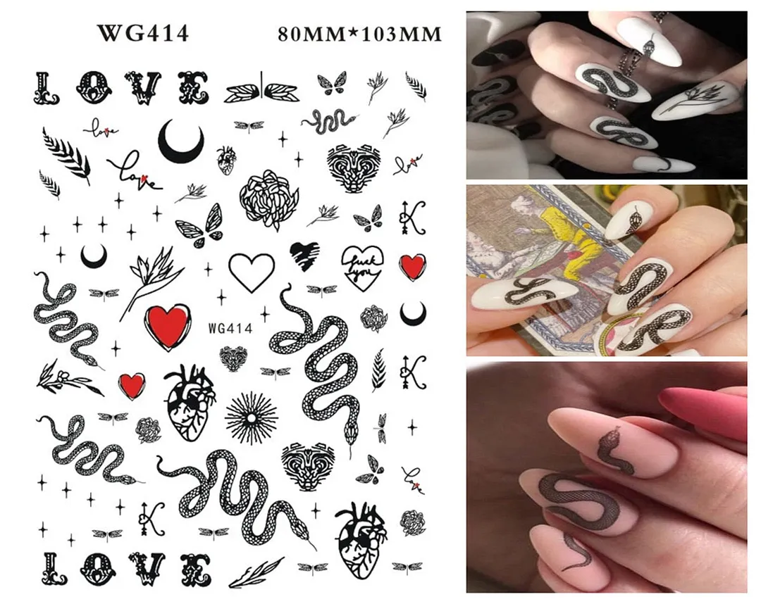 1pcs Leaf With Lines Nails Sticker Designer Fruit Nail Art 3D Decals Acrylic Designs Self Adhesive Manicure Slider Accesorioss-Nail Inspo