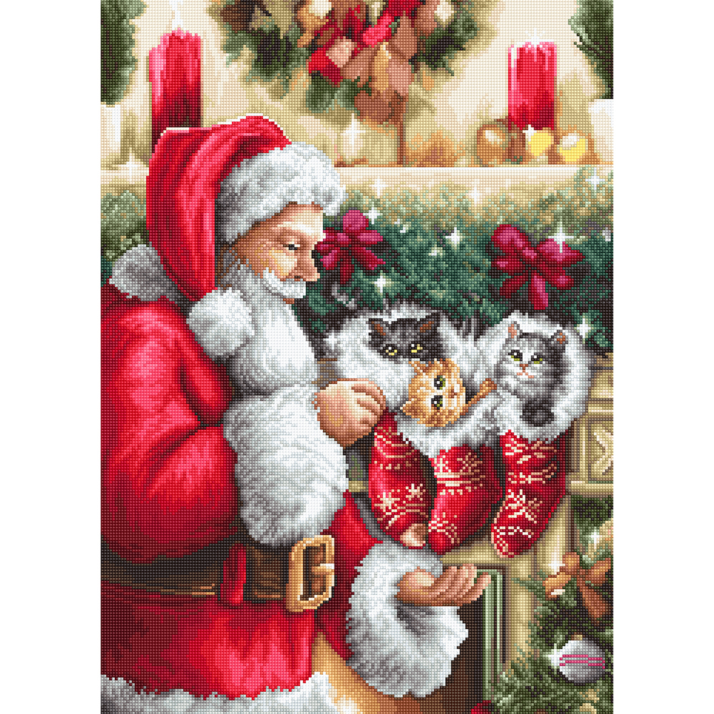 

Santa in House - 11CT Stamped Cross Stitch - 40*56CM, 501 Original