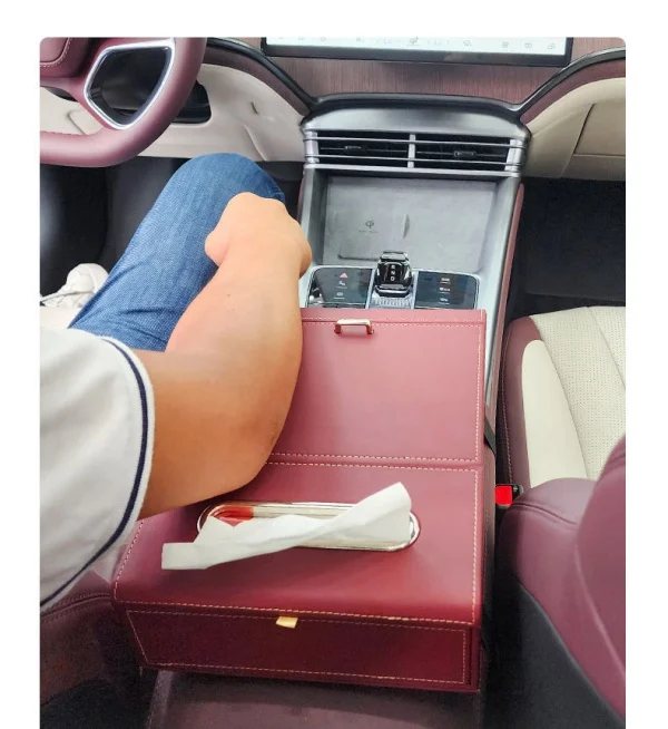 Multifunctional Leather Armrest Cover Storage Box
