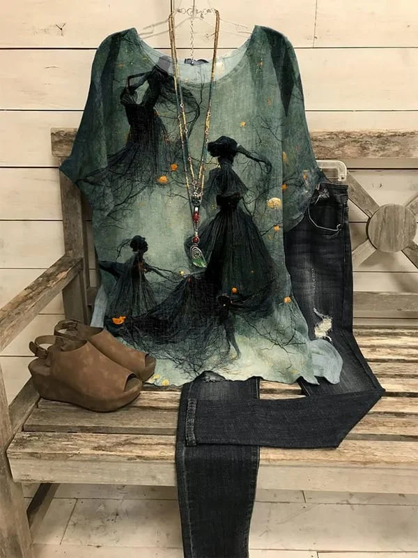 Women's Dancing Forest Witches Print T-Shirt