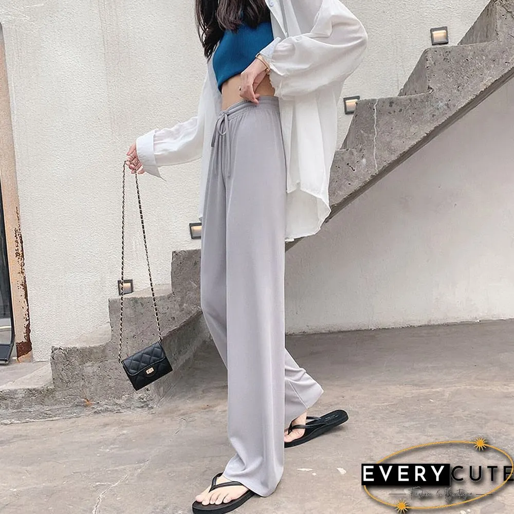 High waist soft comfort women pants new casual summer slacks ice silk full length long