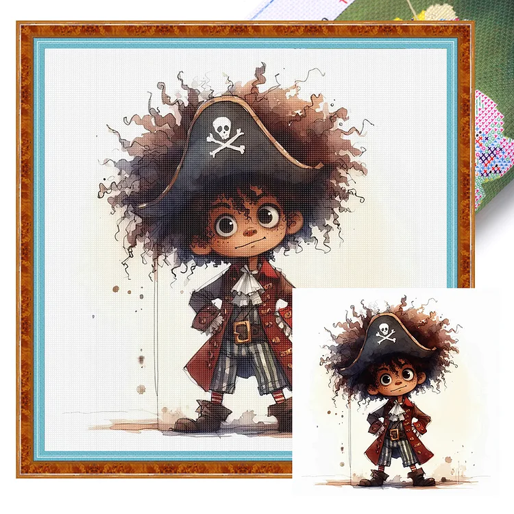 【Huacan Brand】Pirate boy 40*40cm 11CT Stamped Canvas Cross Stitch gbfke