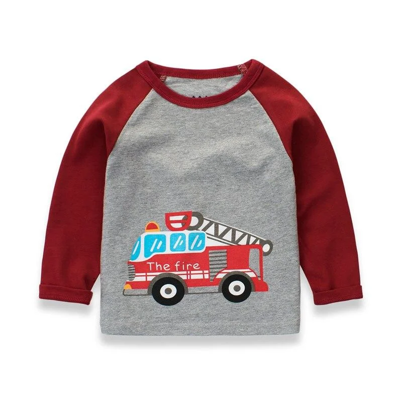 Boys T-shirts Fashion Cartoon Cars Tees Girls Long Sleeve Tops Autumn Winter Kids Cotton Sweatshirt Children Sport T Shirts