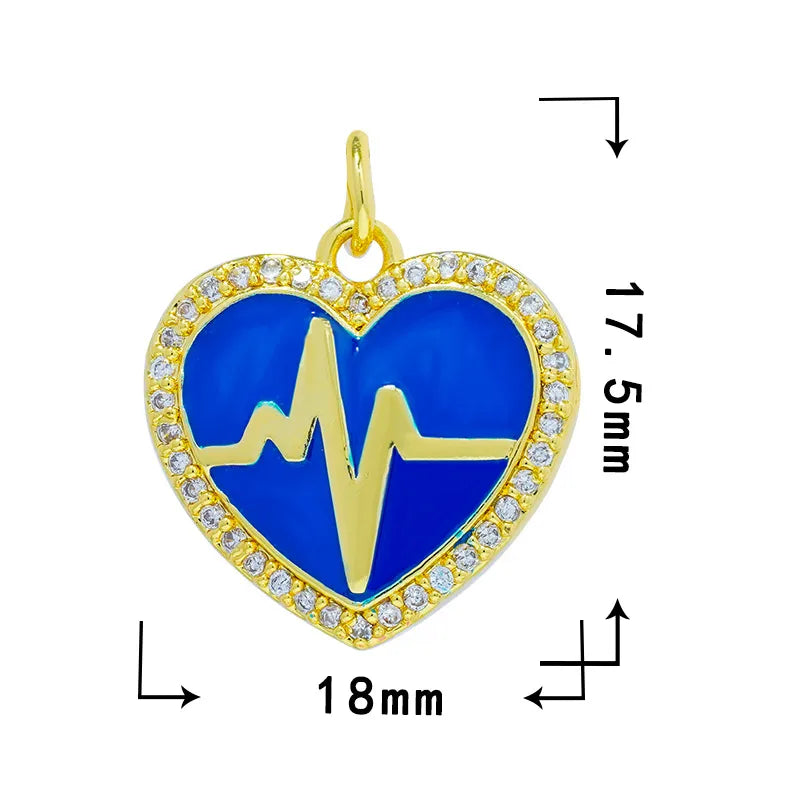 1 Piece 17.5*18mm 17*18.8mm Copper Zircon Heart Shape Pendant