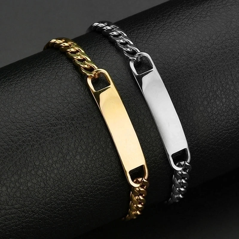 Minimalist Solid Color Stainless Steel Plating Men's Bracelets
