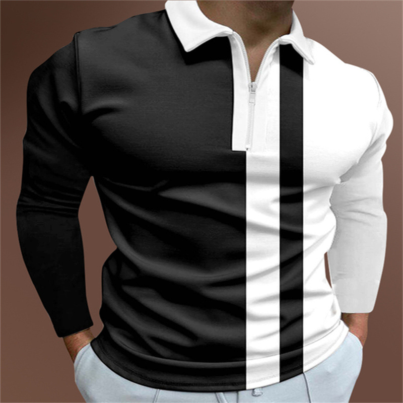 Mature Men's POLO Shirt Striped Printed Short Sleeve T-Shirt Lapel Shirt
