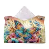 Garden Butterfly DIY PU Diamond Painting Tissue Box Kit Desktop Tissue Holder with Rhinestone Diamond Desk Decorative Tissue Box for Adults Desktop Storage Organizer
