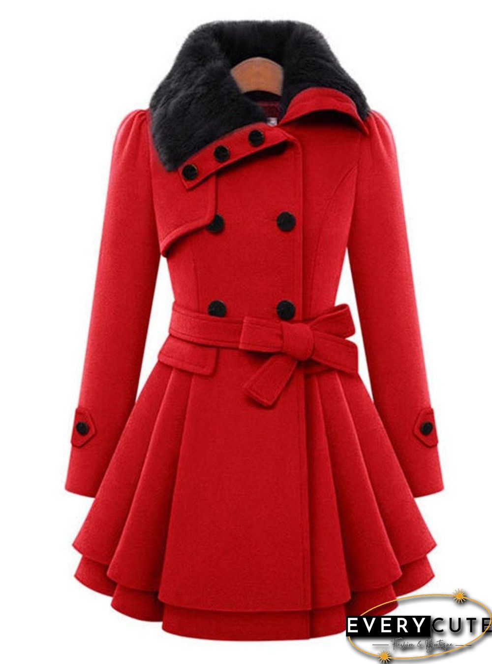 Fold-Over Collar Plain Coat