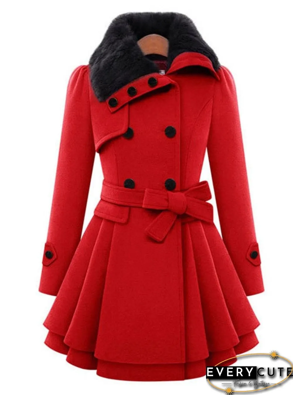 Fold-Over Collar Plain Coat