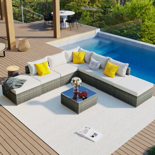 GLVEE 8-Pieces Outdoor Patio Furniture Sets