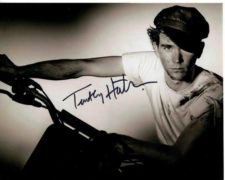 TIMOTHY HUTTON signed 8x10 MOTORCYCLE Photo Poster painting