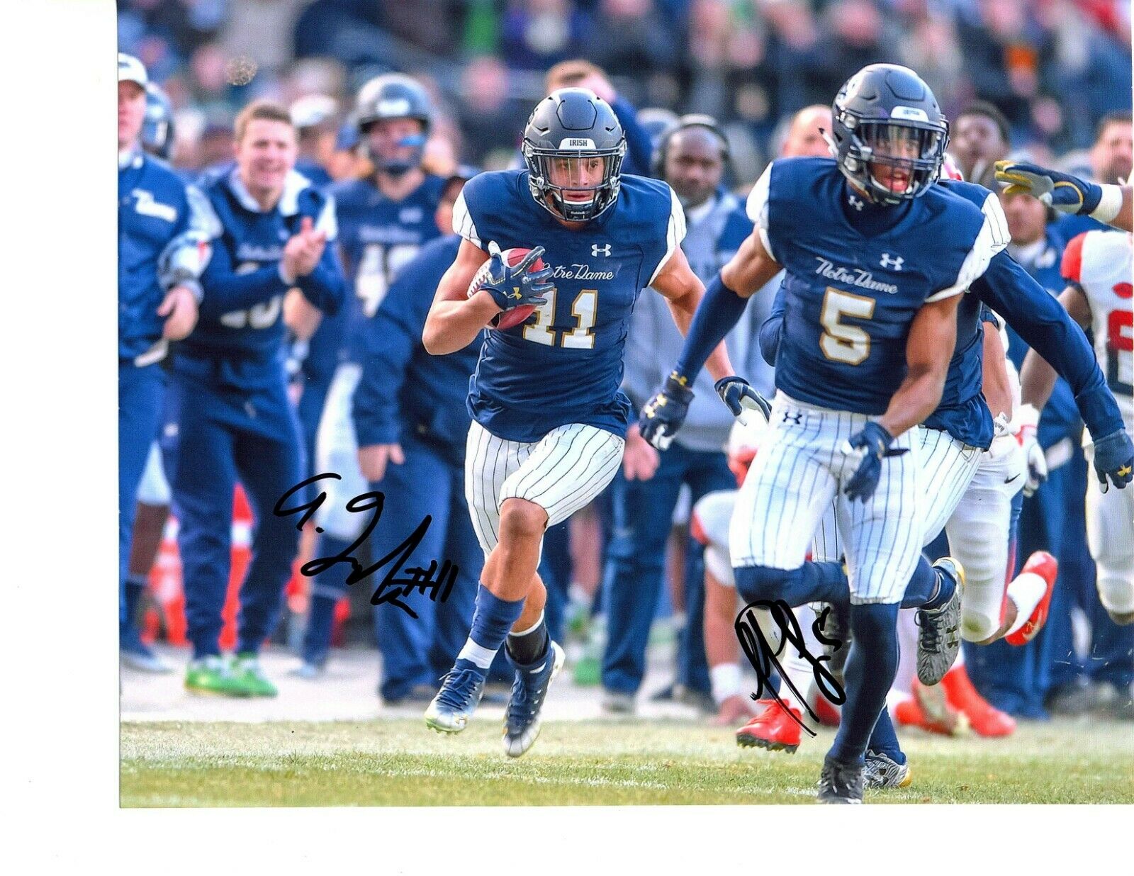 Alohi Gilman Troy Pride Notre Dame Irish duo signed autographed 8x10 Photo Poster painting