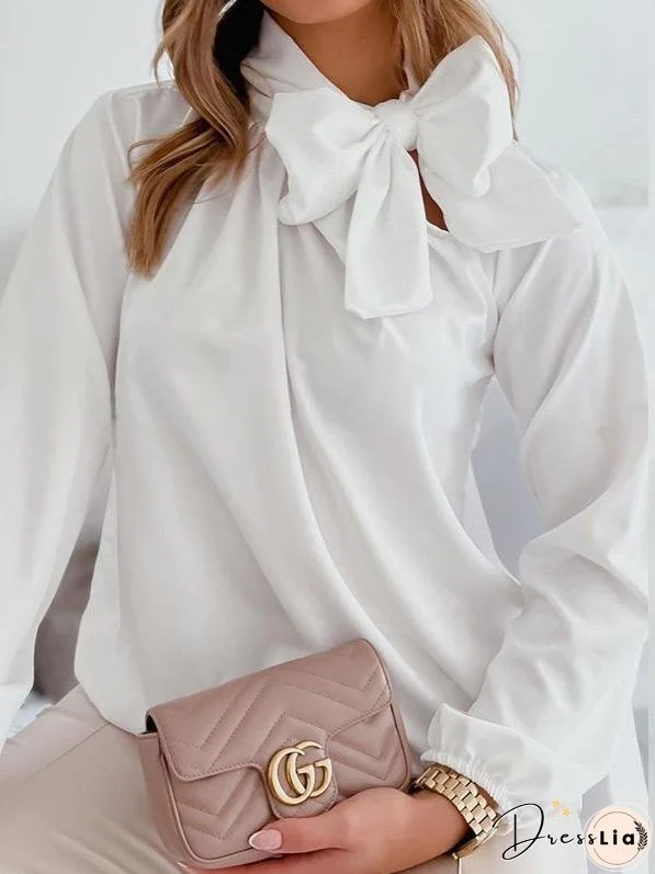 Blouses High Neck Bow Long Sleeve Blouse for Women