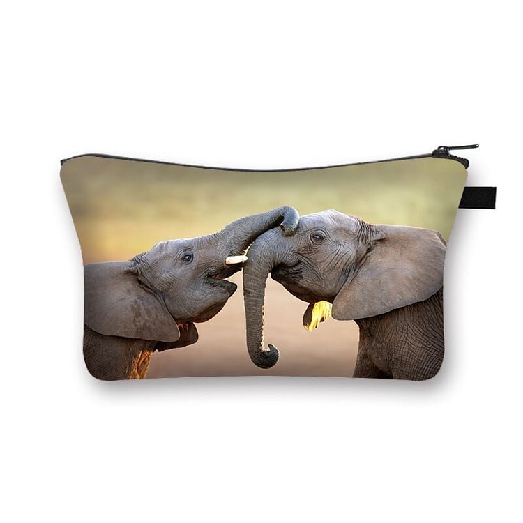 Elephants Printed Hand Hold Travel Storage Cosmetic Toiletry Bag