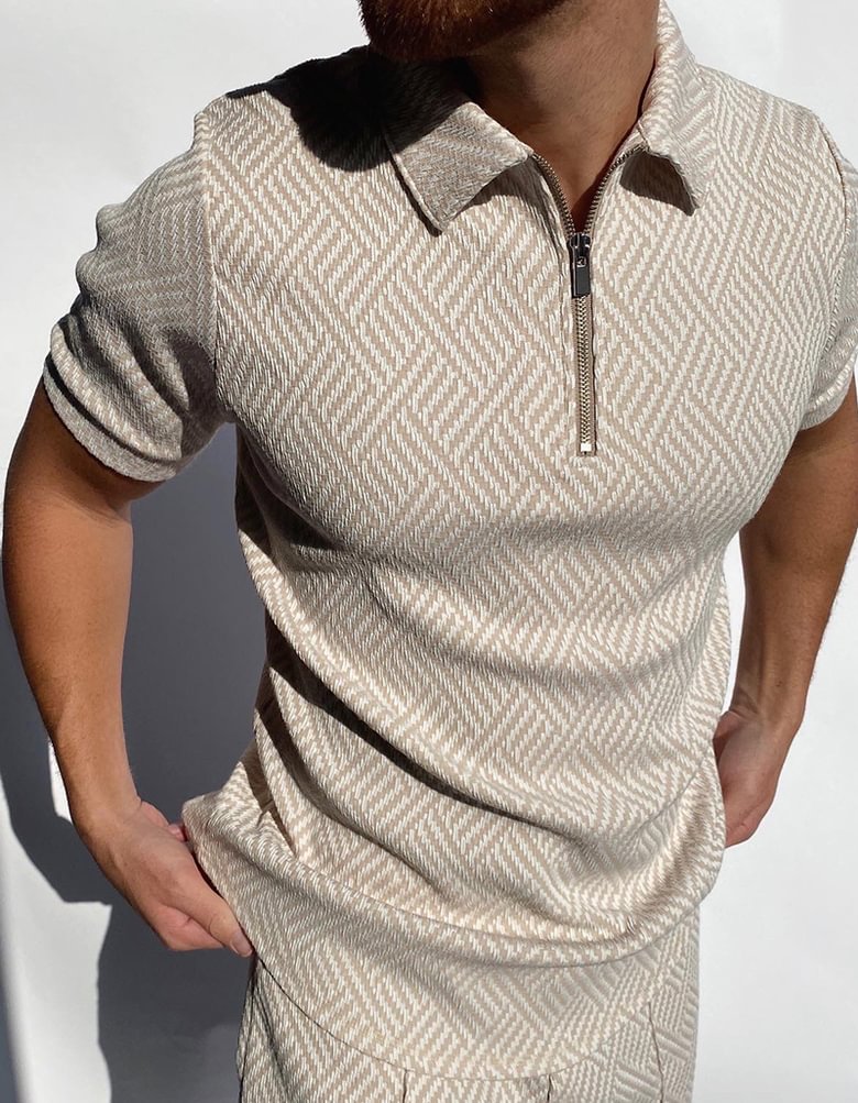 herringbone jacquard polo shirt