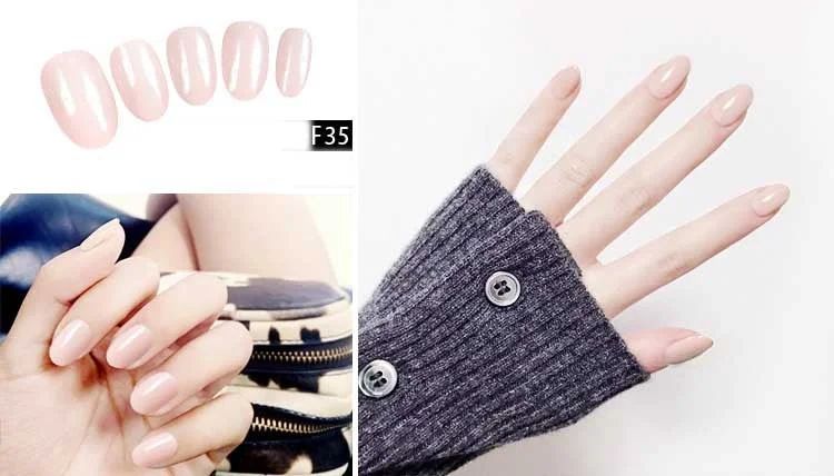 24Pcs Charming Fake False Nails Tips Wine Red Pointed Head Full Cover Nail Tips Long Style Nude Artificial Flase Nails with Glue-Nail Inspo