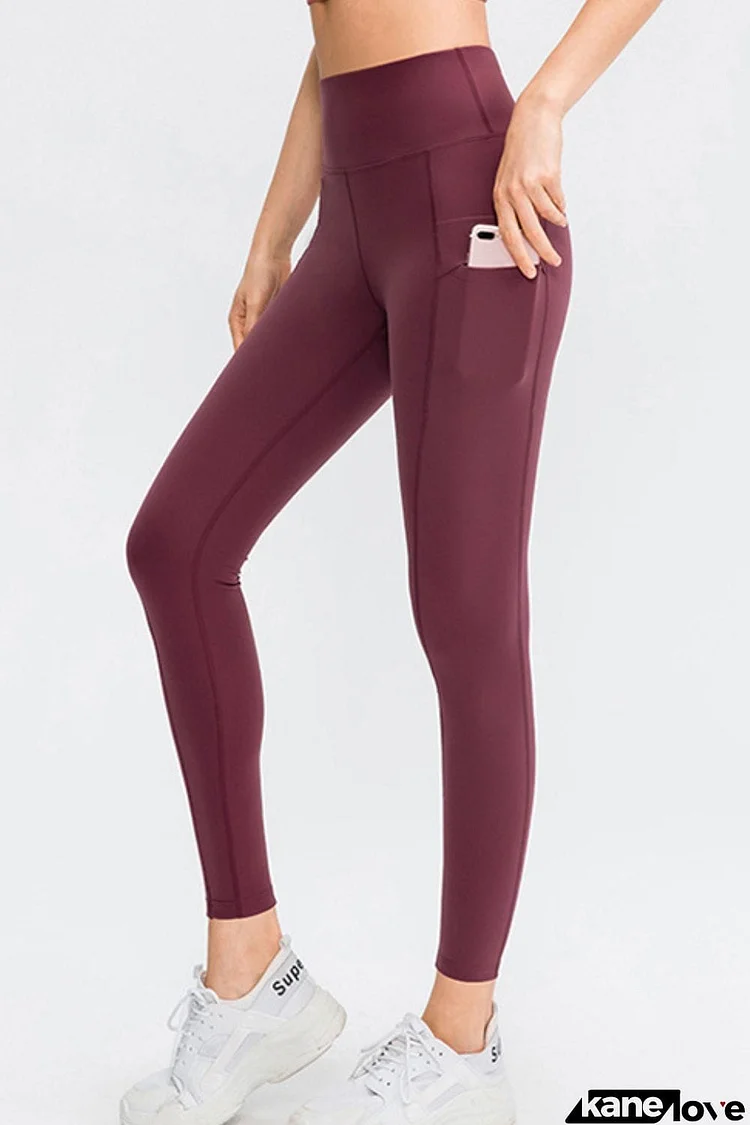 Wide Waistband Slim Fit Long Sports Pants with Pocket