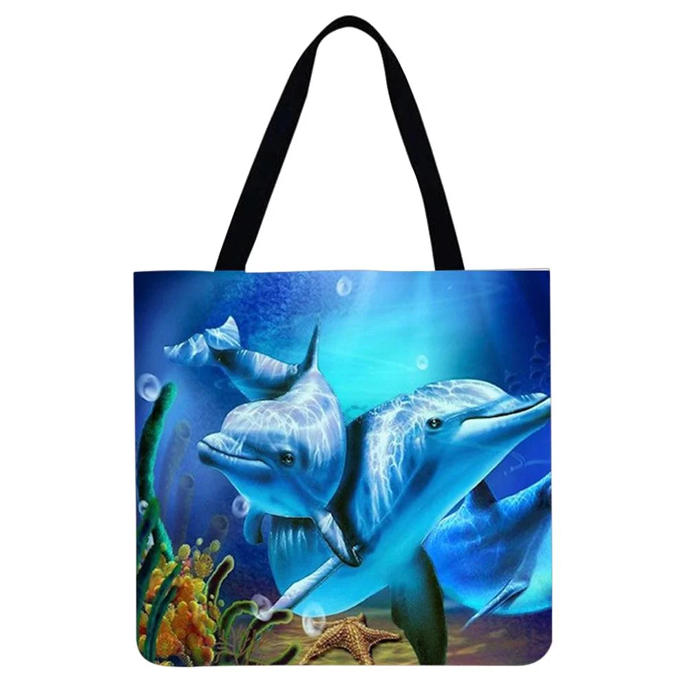 Linen Tote Bag - Dolphin