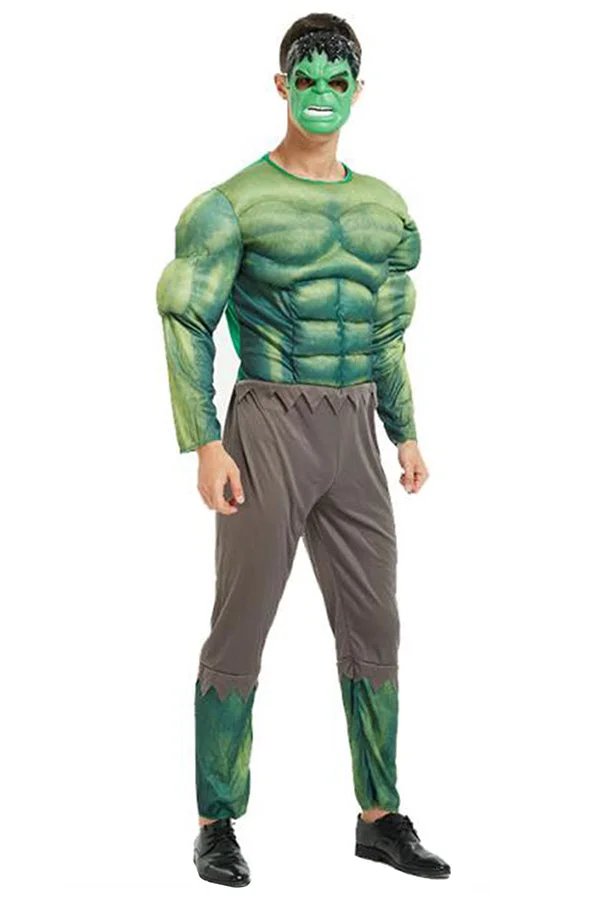 Mens Hulk Muscle Halloween Costume-elleschic