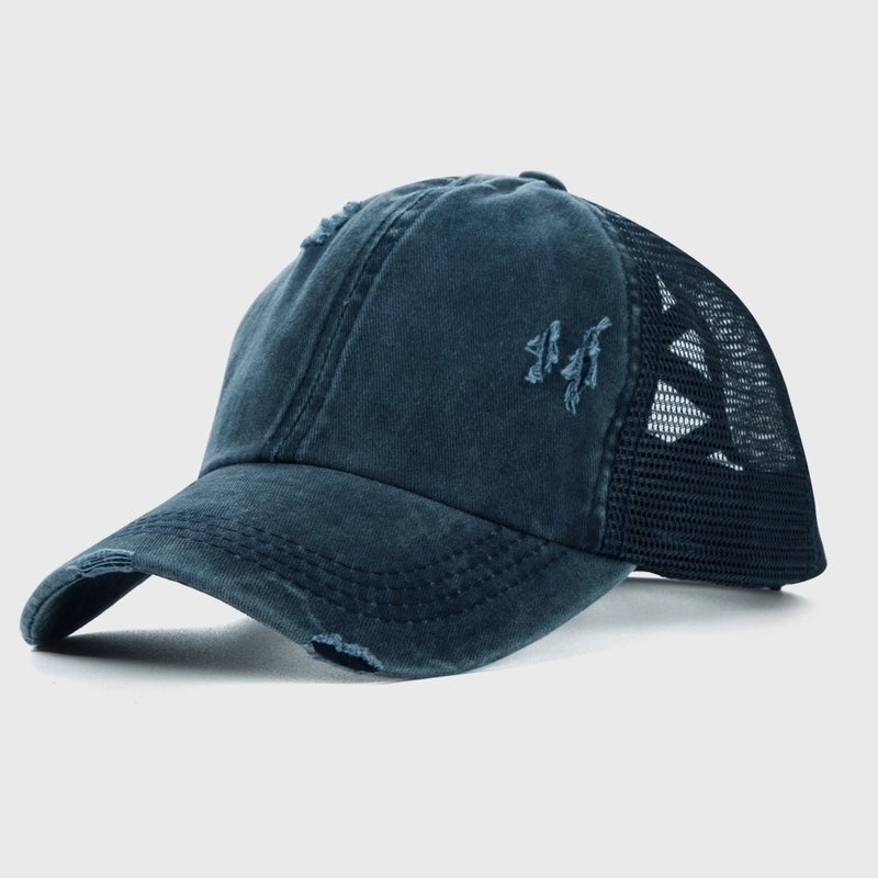 2 Pieces Edging Ponytail Back Opening Baseball Cap Korean Hip-hop Cap