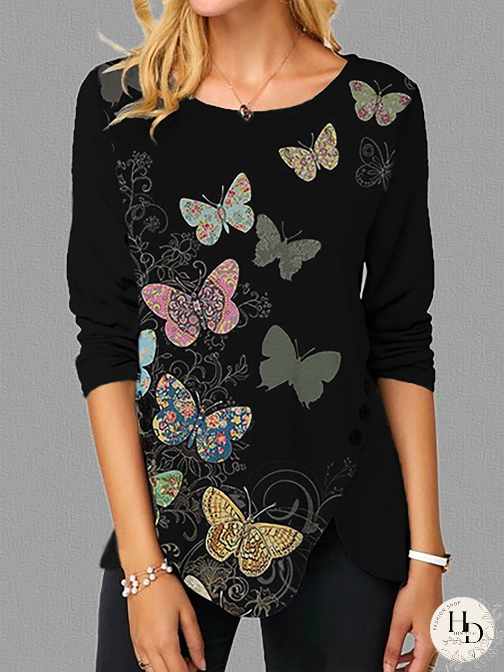 Plus size Butterfly Printed Shirts & Tops