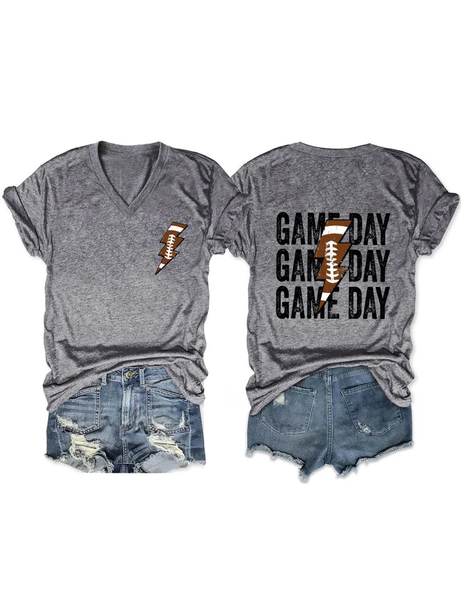 Game Day Football V-neck T-shirt