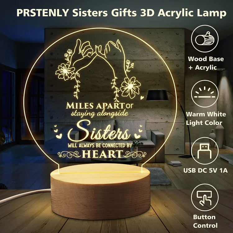 To My Sister - Sisters will always be connected by heart Night Light LED Lamp Bedroom Decoration For Sister