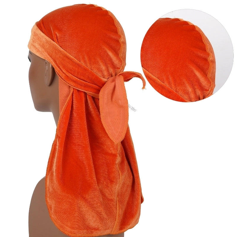 High Quality Supply New Seamless Velvet Long Tail Pirate Hat Long Ribbon Headscarf Hat Durag