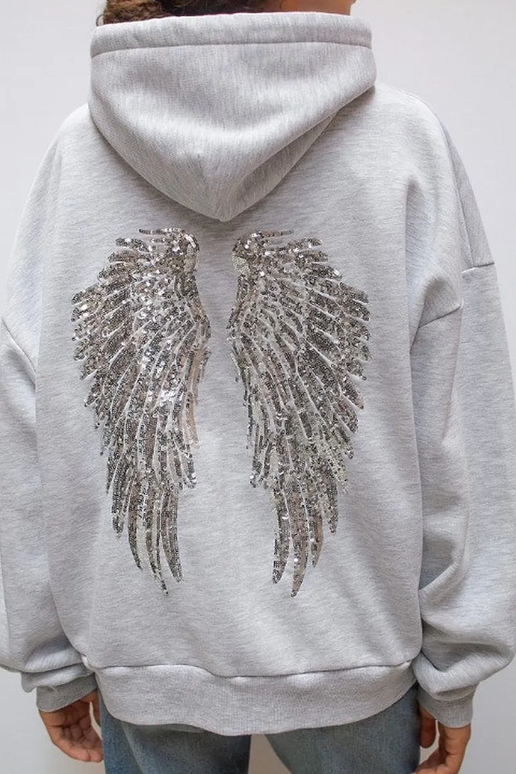 Fleece Two Piece Set for Women with Embroidered Wings