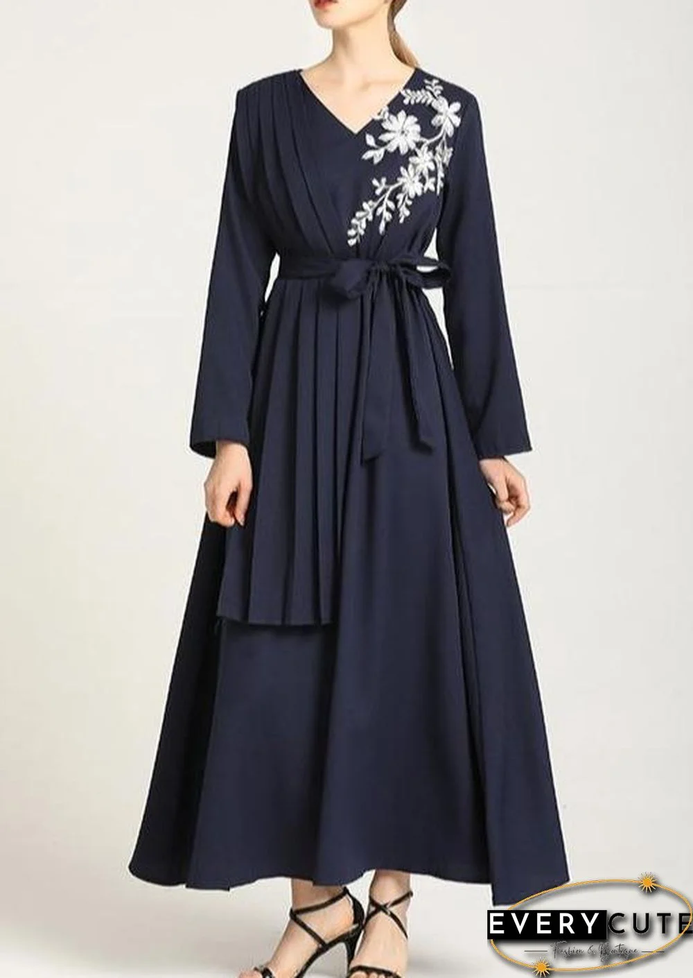 V-neck Robe Dress P16302
