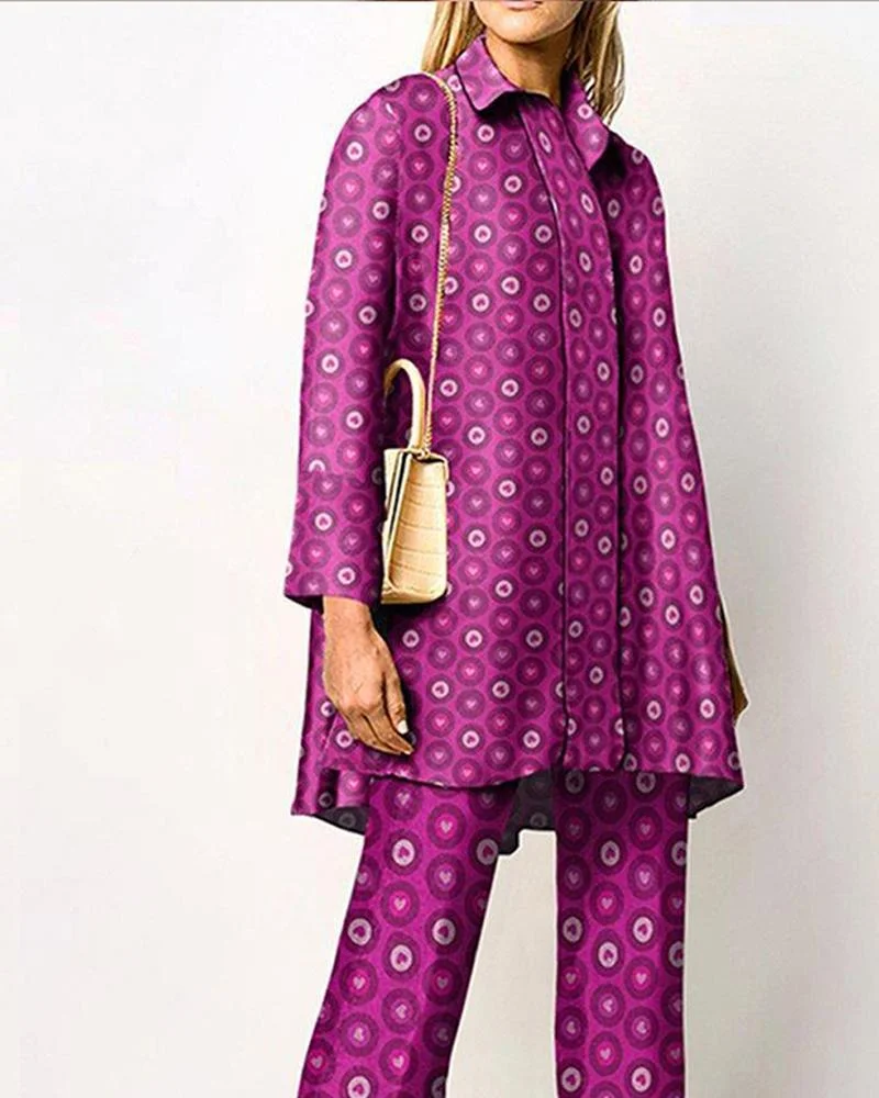Fashion Print Long Sleeve Pants Casual Set