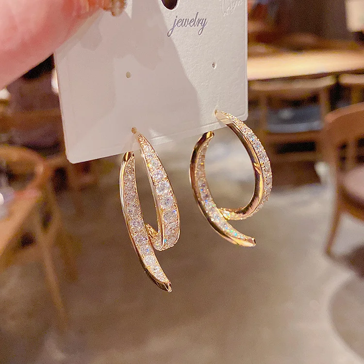 Pave Crystal Front & Back Streamline Earrings