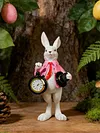Easter Bunny Figurine with Top Hat and Pocket Watch Cute Small Bunny Table Clock for Spring Home Table Decor Party Supplies Gifts