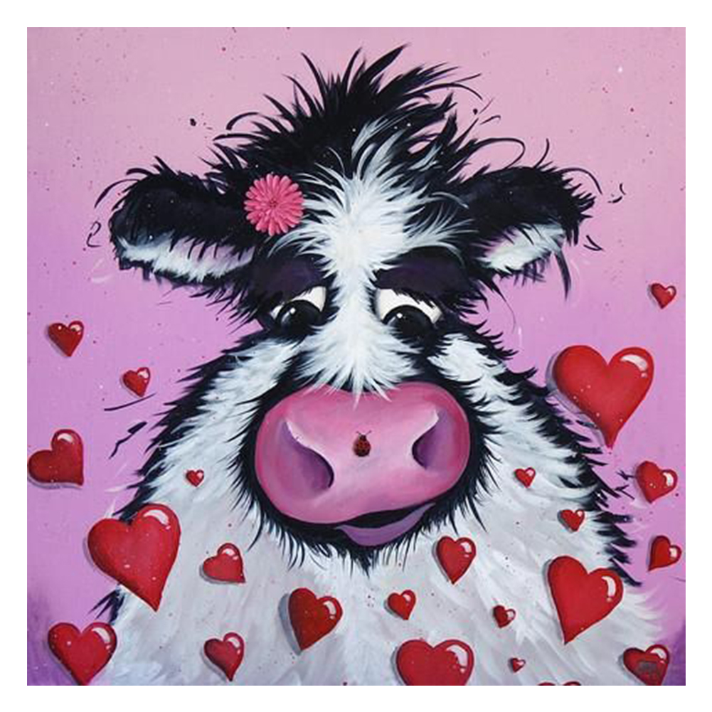 

30*30CM - Round Drill Diamond Painting - Cow, 501 Original