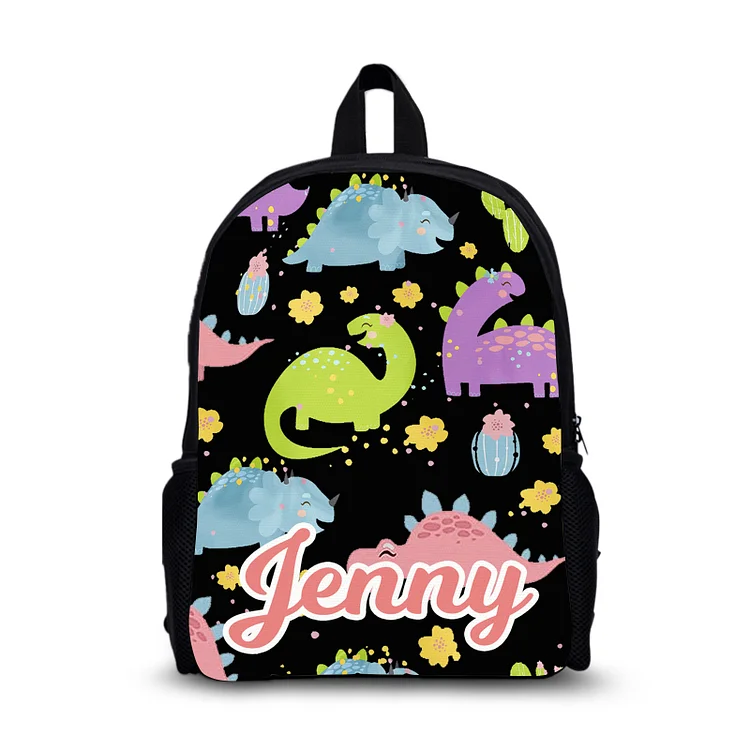 Personalized Dinosaur School Bag Name Backpack, Customized Schoolbag Travel Bag For Kids