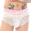 Men's Sexy Bow Lace Bra Boxer Briefs Combo