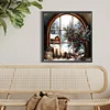Weihnachten verschneite Fensterbank - runder Bohrer Diamantmalerei - 40*40cm