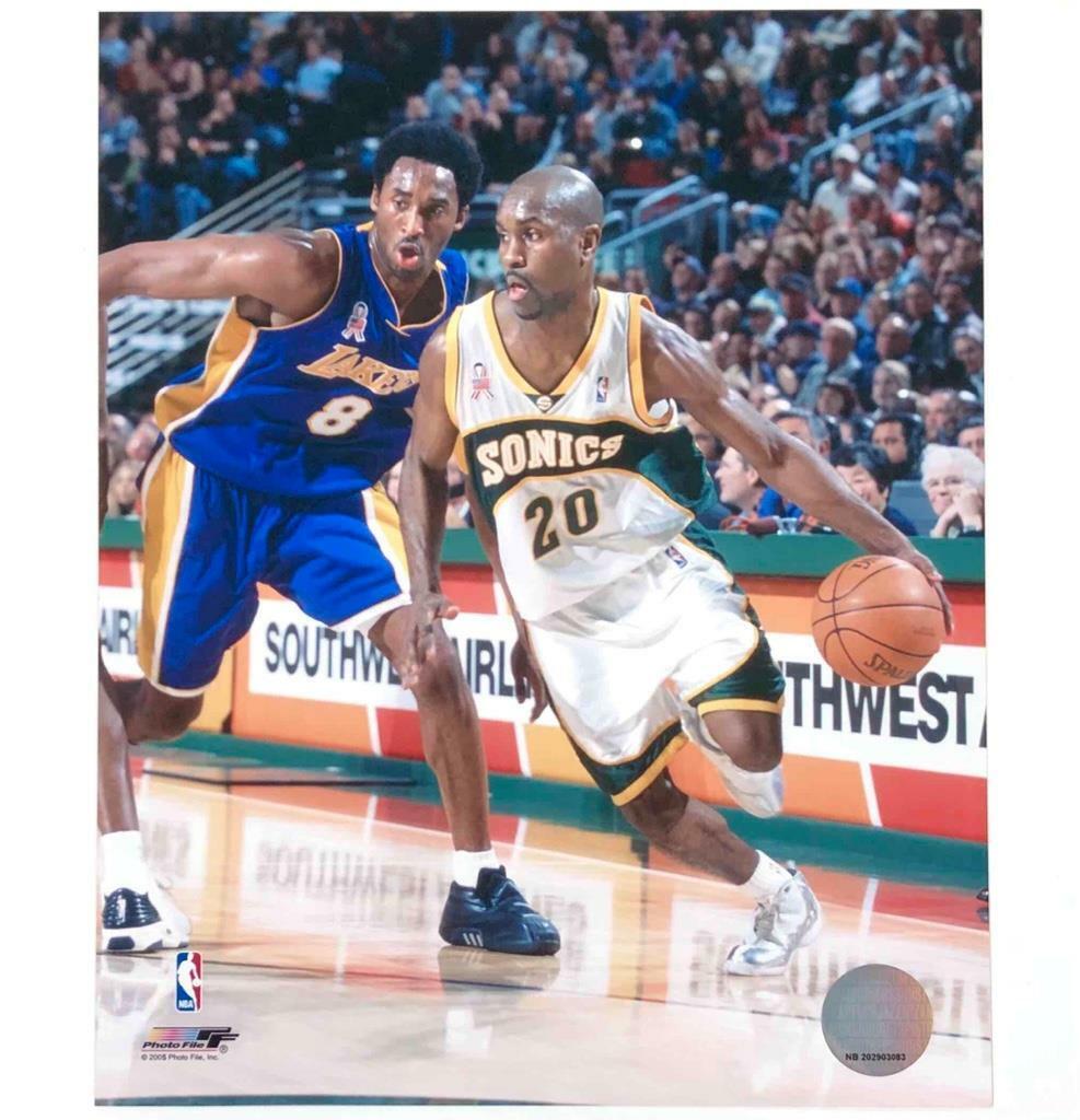 Gary Payton vs Kobe Bryant Photo Poster paintingfile 8x10 Photo Poster painting File Seattle Supersonics Lakers