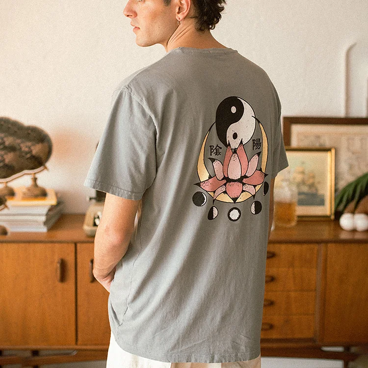 Chinese YIN YANG Graphic Printed Mens Retro T-shirt b154