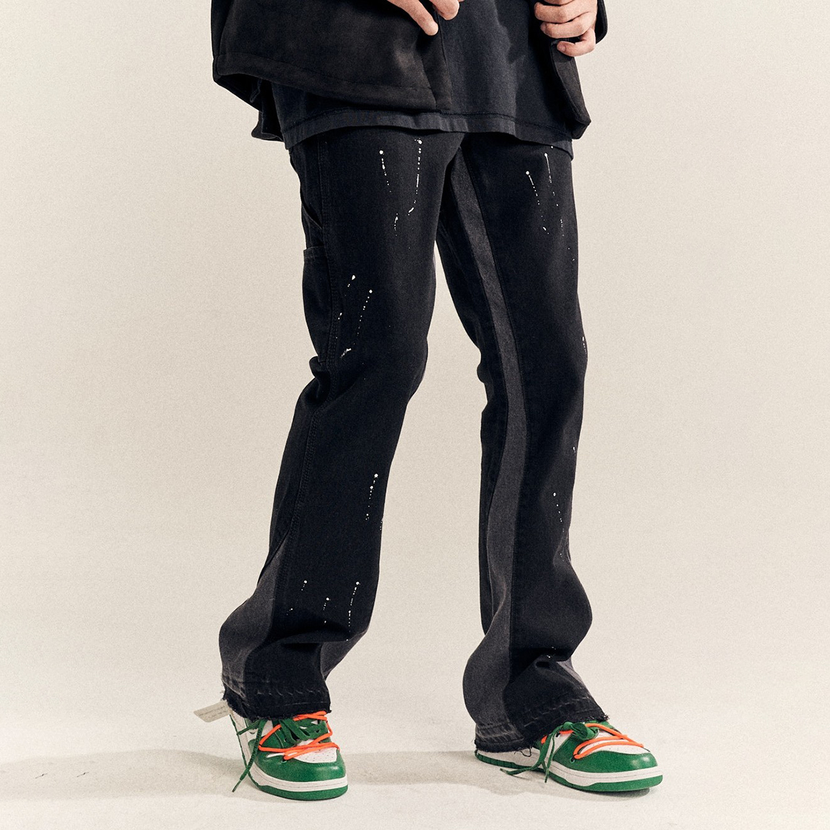 Sopula Men's Graffiti Splashed Ink Destroys Casual Retro High Street Flared Jeans - SOPULA