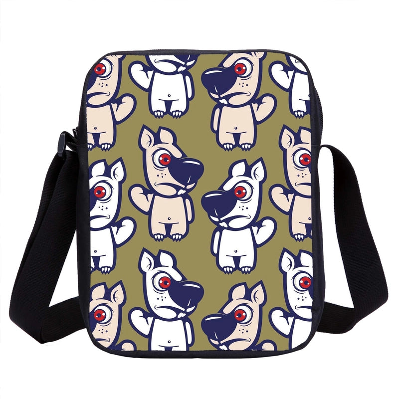 Halloween Unisex Polyester Printing Pumpkin Panda Vintage Style Square Zipper Crossbody Bag