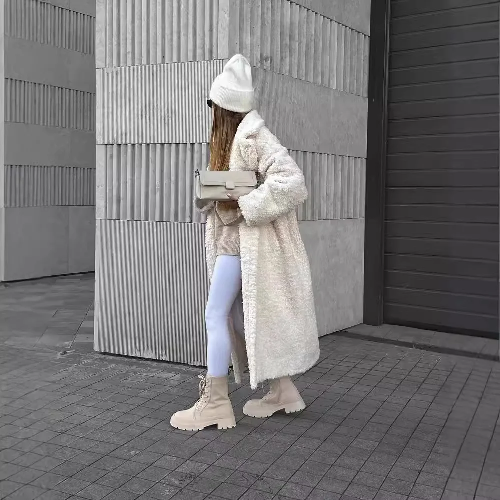 Nigikala Nigikala Autumn And Winter New Women's Temperament Commuting Coat Long-Sleeved Collar Plush Coat Woman