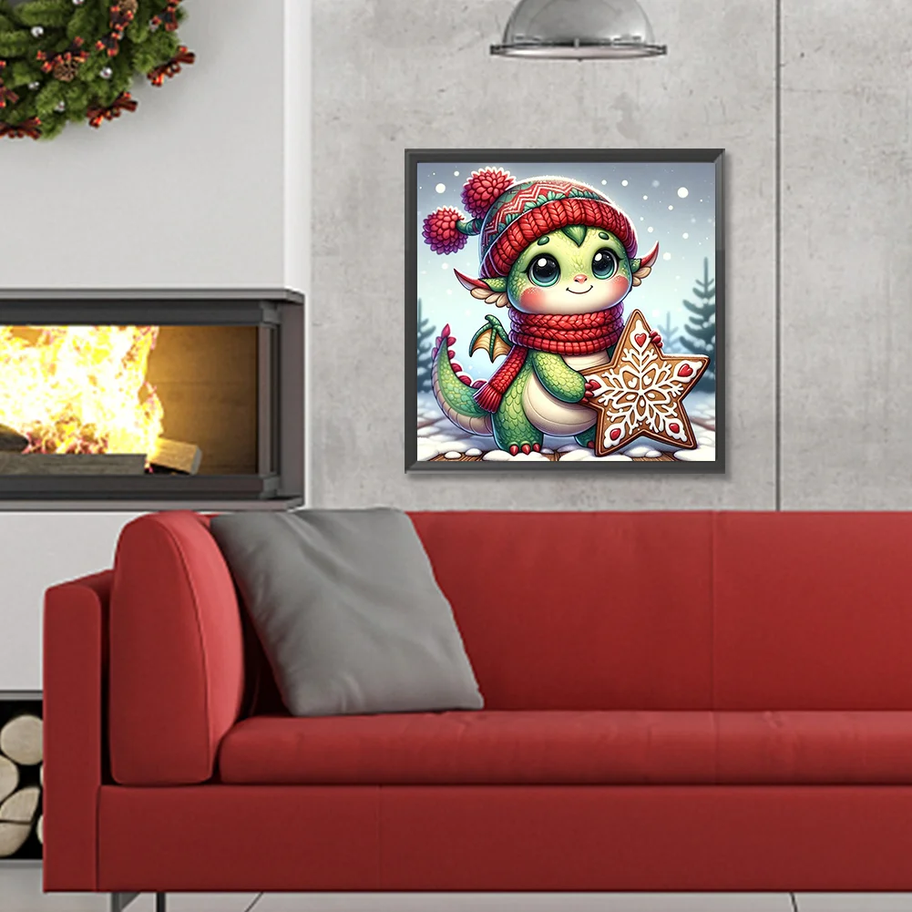 Full Round Diamond Painting 30*30cm - Dragon On The Snow