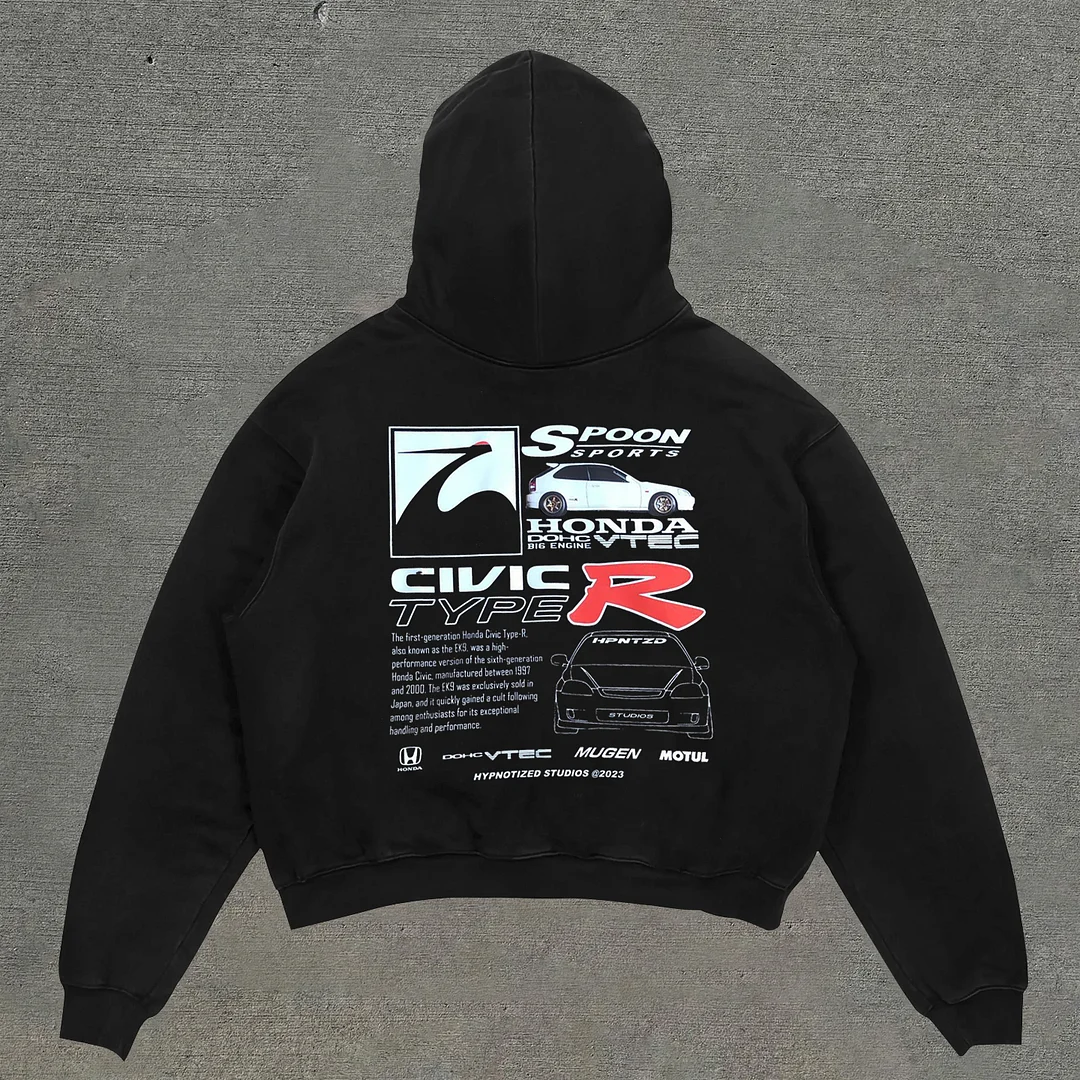 Personalized street style racing pattern loose hoodie
