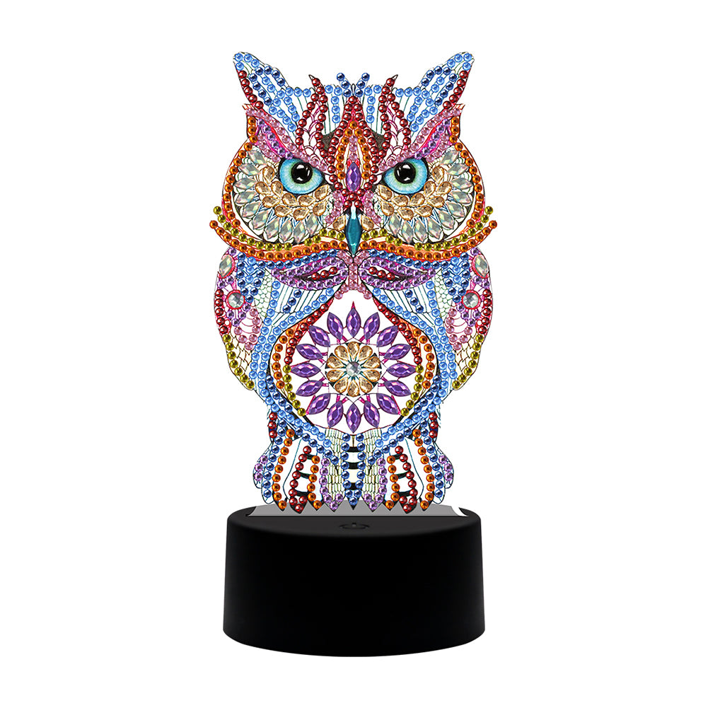 Diy Special Shaped Diamond Painting Owl Led Light Cross Stitch Embroidery gbfke